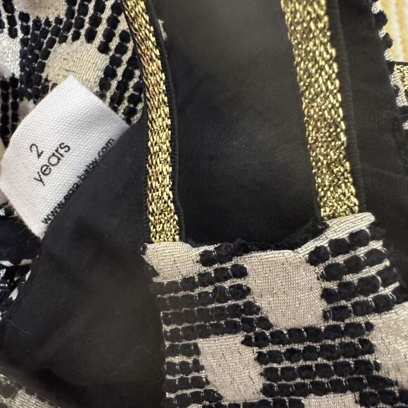 Egg By Susan Lazar Party Dress Metallic Gold Black Fit & Flare 2 Years bv - Picture 7 of 8